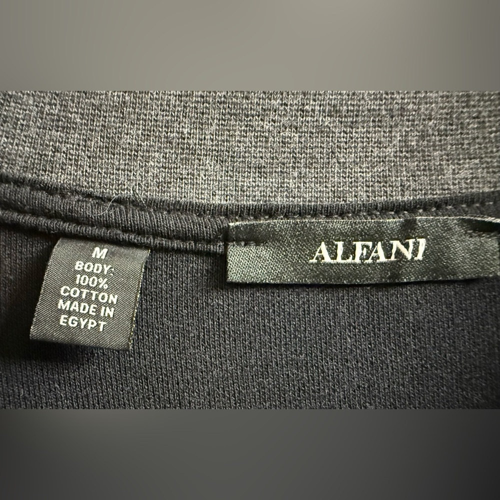 ALFANI MEN’S BLACK GRAY COTTON FULL ZIP JACKET SIZE: M CASUAL LIGHTWEIGHT - Picture 4 of 13